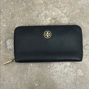 Tory Burch Black Wallet with Gold Logo